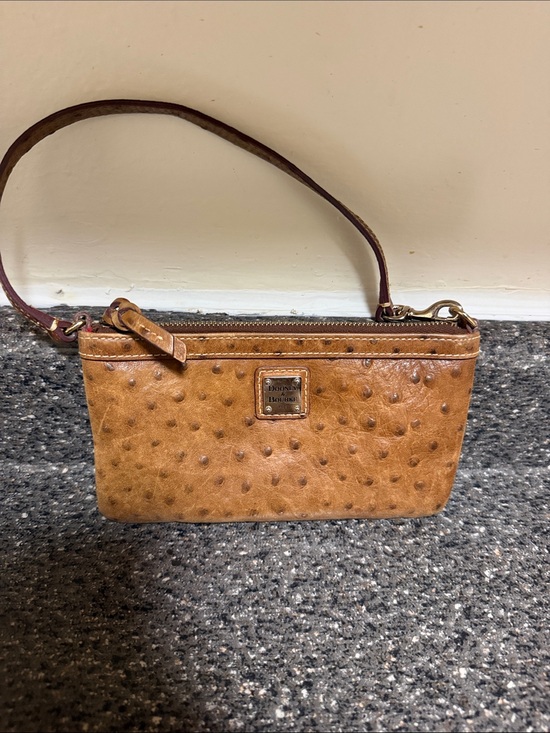 Dooney & Bourke Handbags - Dooney & Bourke Cognac Ostrich-Embossed Wristlet